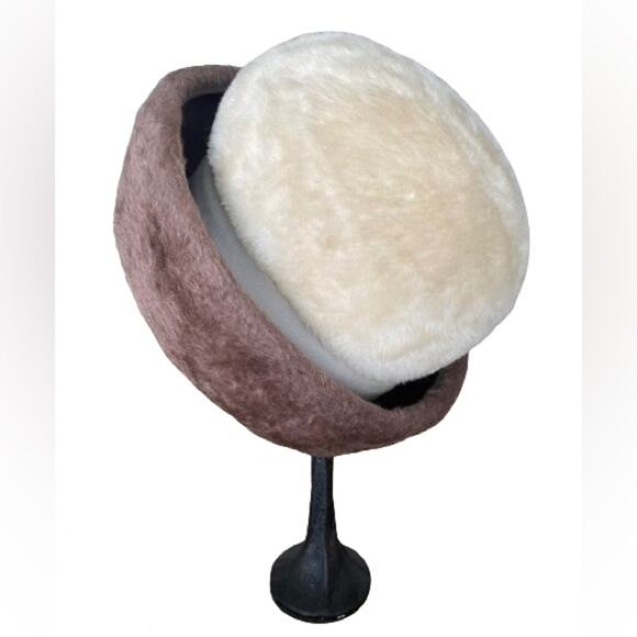 Vintage‎ Mr Charles La Vienne Beige & Cream Faux Fur Hat - Picture 5 of 6